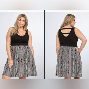 Torrid Multicolored graphic Geometric Mini Dress Sleeveless Plus Sz 1 = 1X